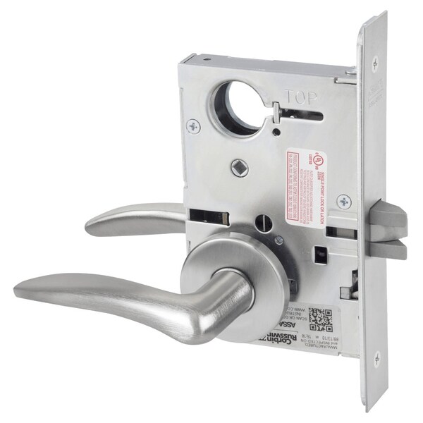 Passage or Closet Mortise Lock, DS Lever, A Rose, Satin Chrome